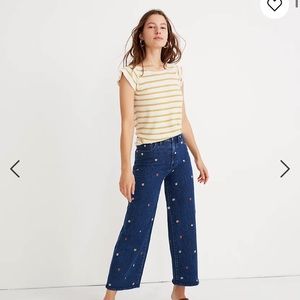 Madewell Confetti Floral Embroidered Wide Leg Crop Jeans